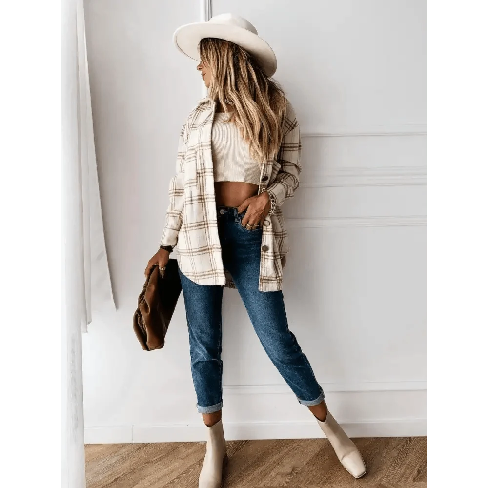 Stevvex Women's Oversized Plaid Shirt Jacket – product image 21