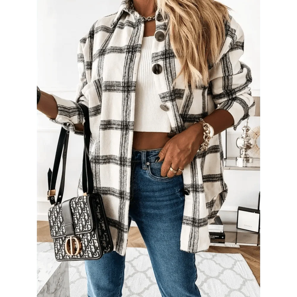 Stevvex Women's Oversized Plaid Shirt Jacket – product image 7