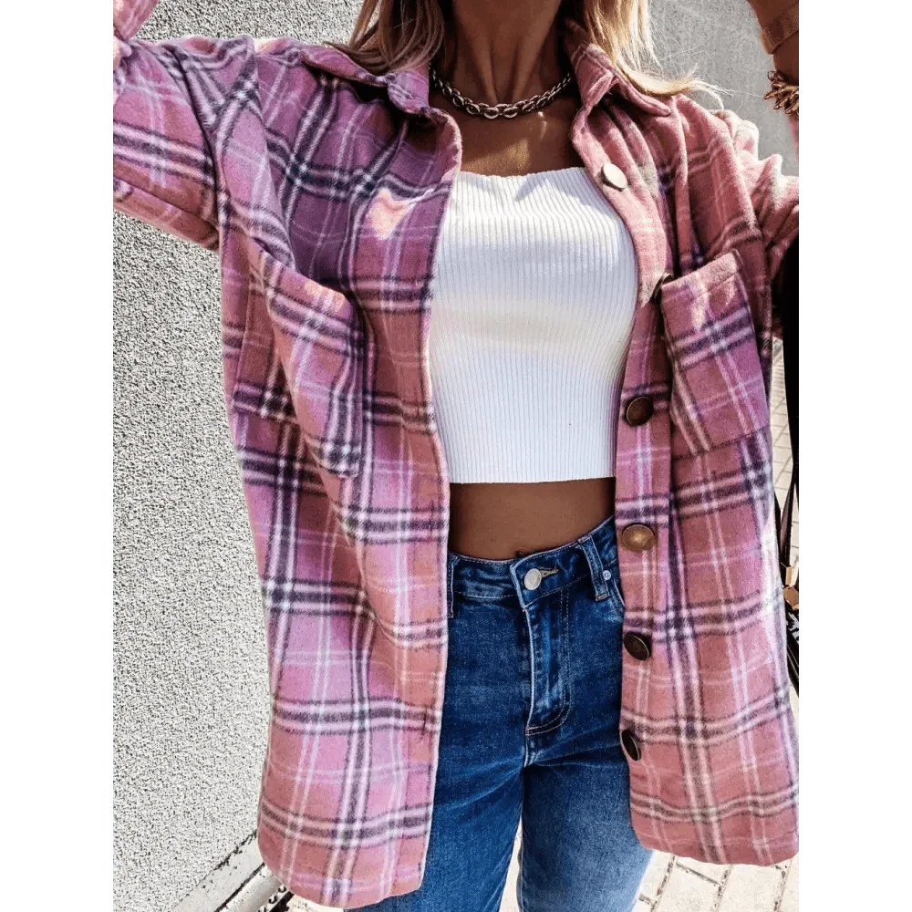 Stevvex Women's Oversized Plaid Shirt Jacket – product image 8