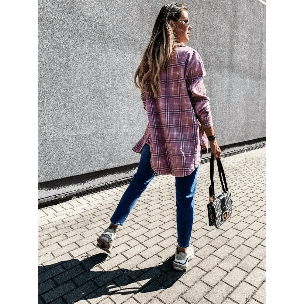 Stevvex Women's Oversized Plaid Shirt Jacket – product image 18
