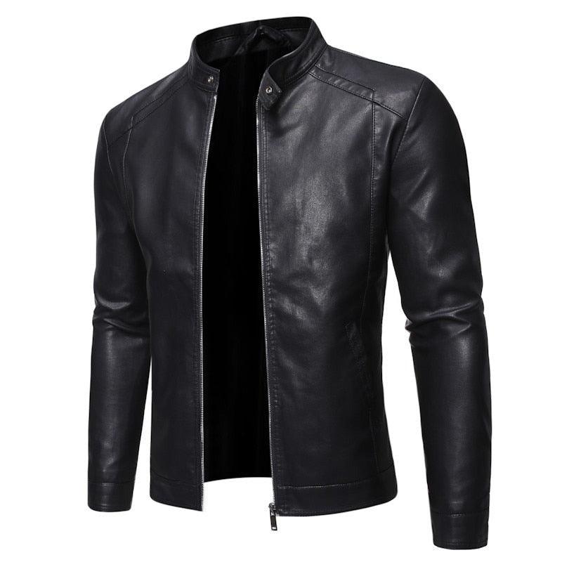 Men’s faux-leather moto jacket - product view 2