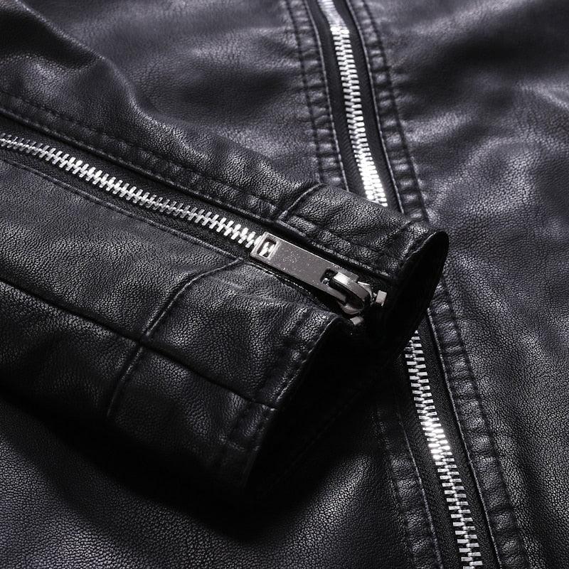 Men’s faux-leather moto jacket - product view 6