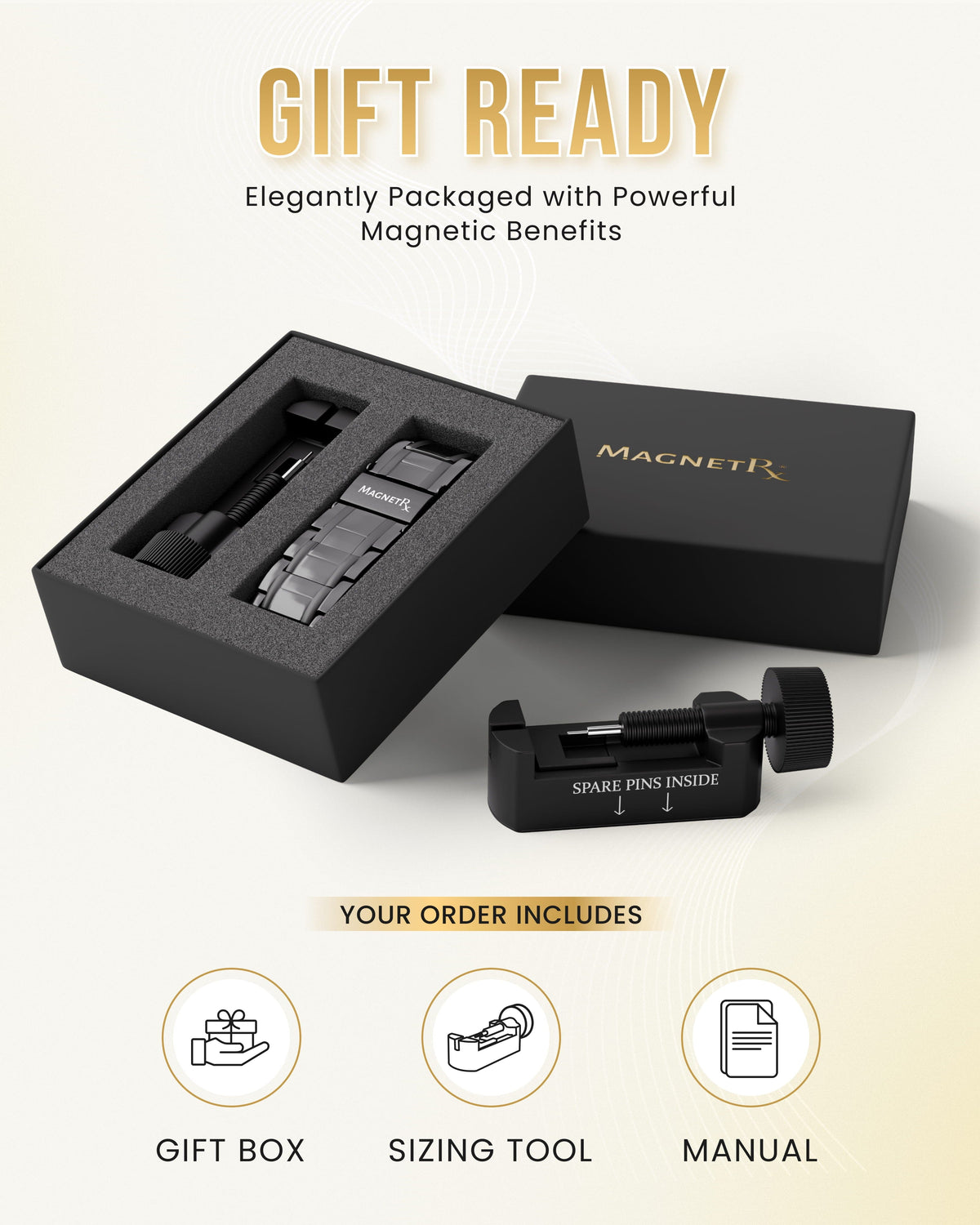 MagnetRX gunmetal bracelet profile view