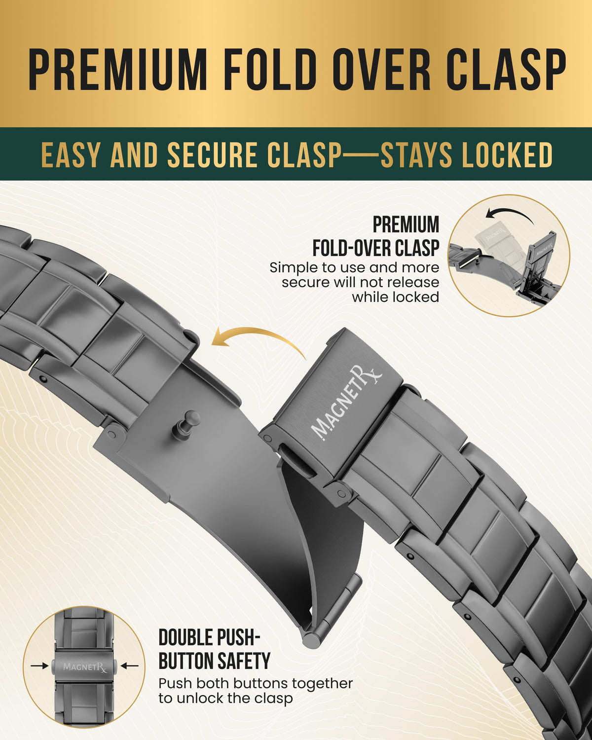Men’s gunmetal bracelet with black PVD finish