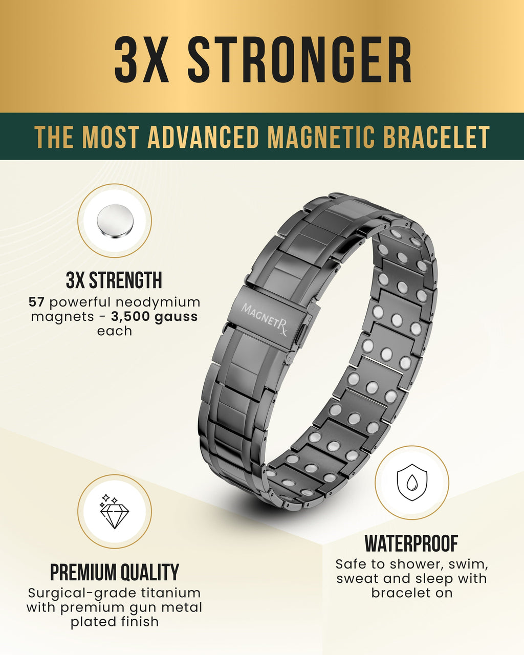 Adjustable gunmetal titanium bracelet for men