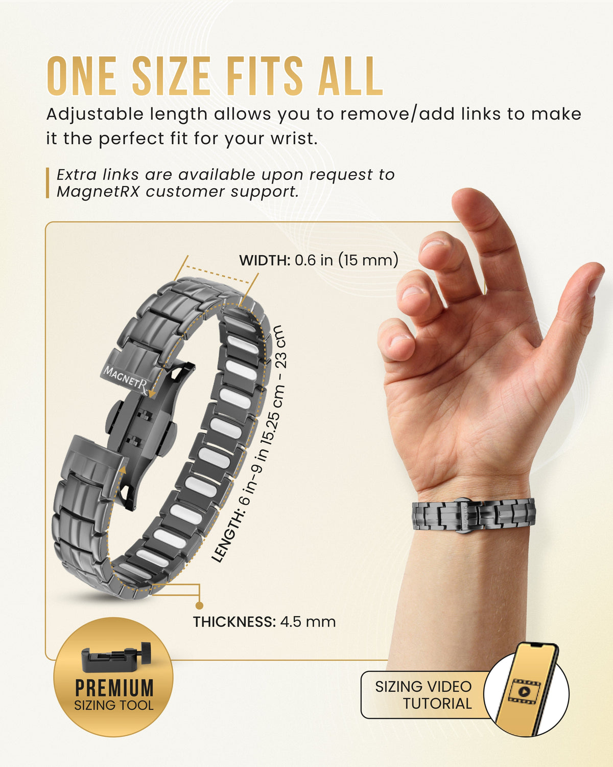MagnetRX EllipseMAX gunmetal titanium magnetic bracelet supplier product image 5