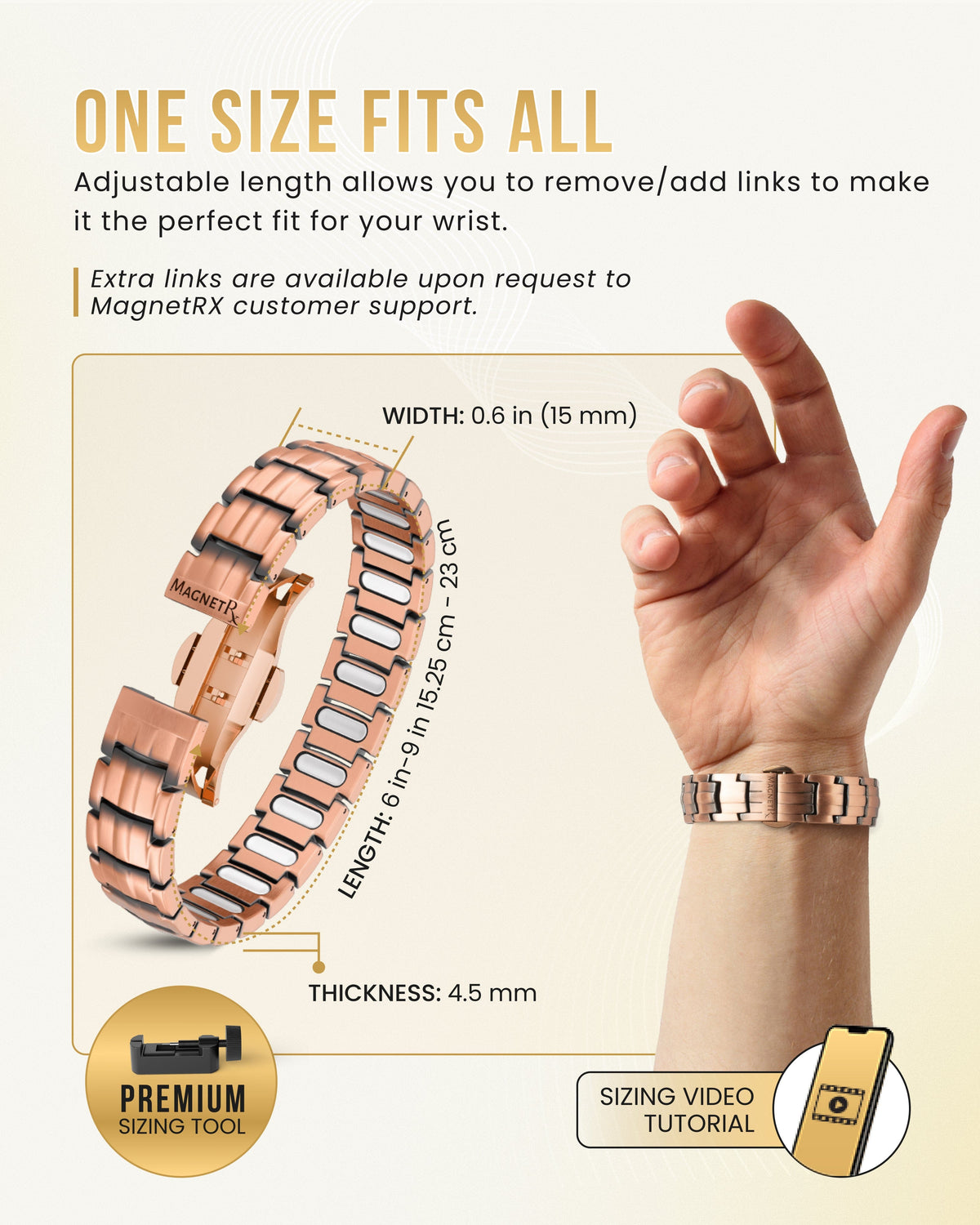 Copper magnetic bracelet for men with 23 neodymium magnets