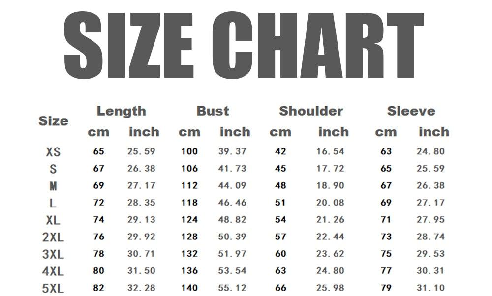 Men’s Camouflage Hooded Winter Jacket size chart