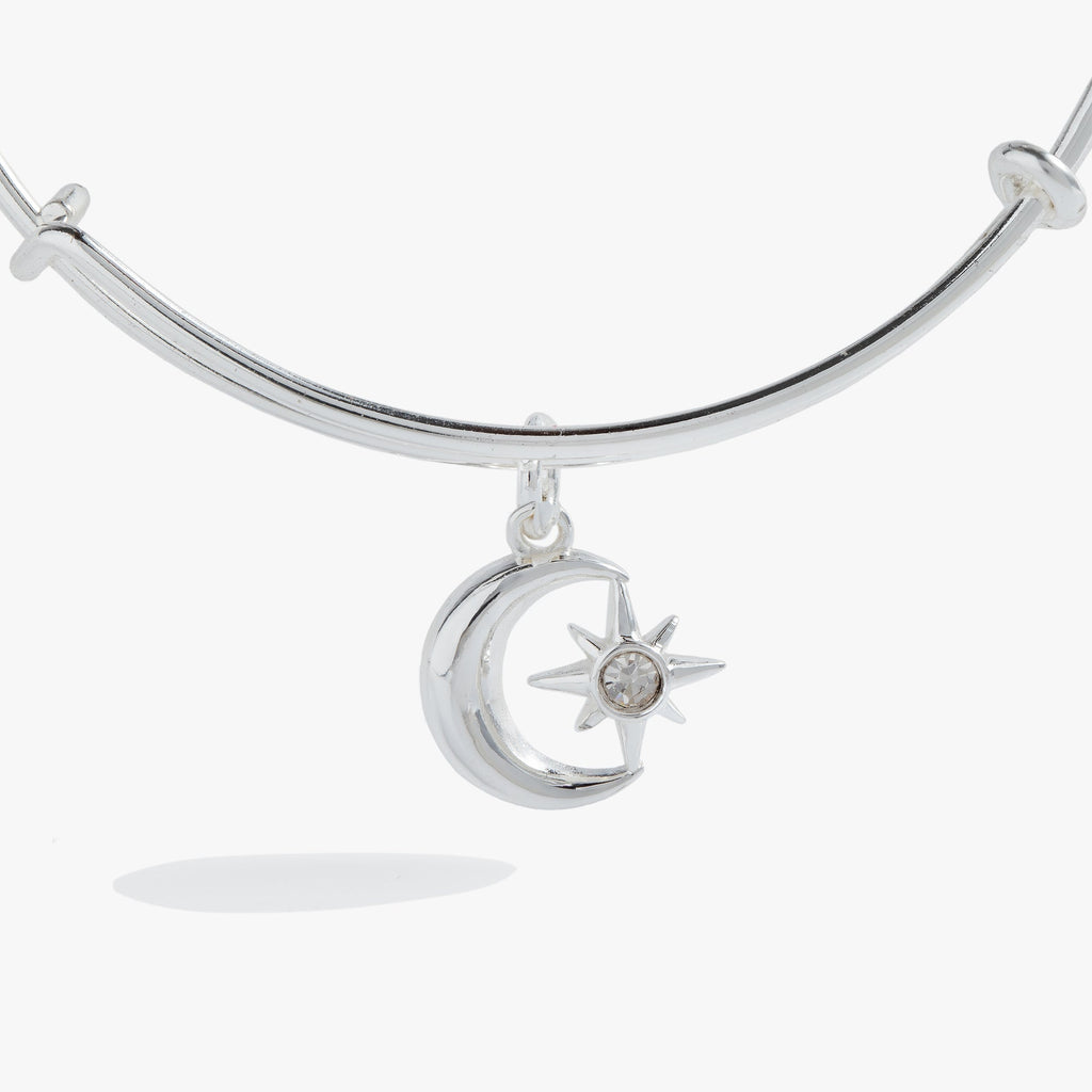 Star and Moon Charm Bangle celestial charm detail