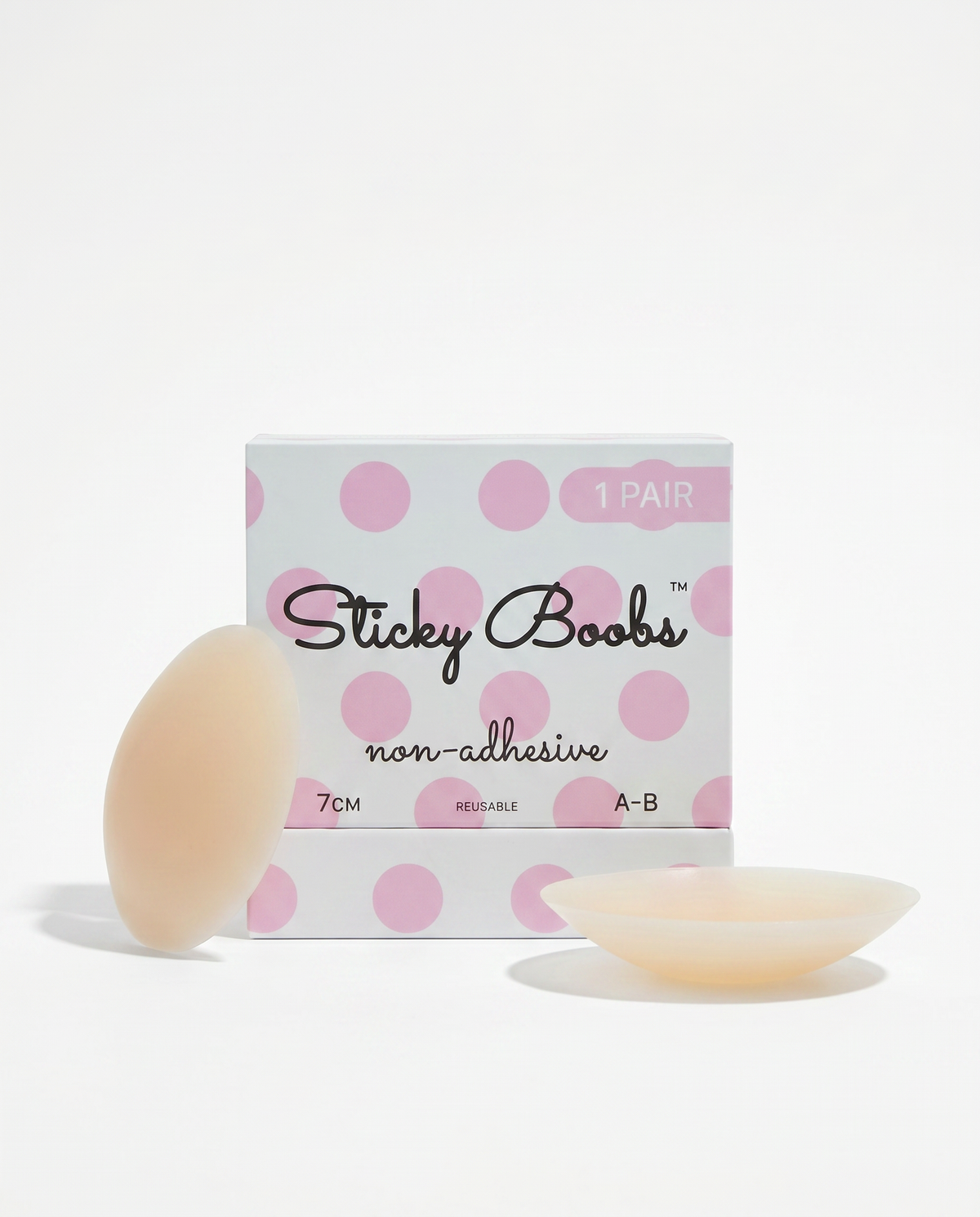 Sticky Boobs non-adhesive silicone nipple covers, light shade, cup size A–B, product photograph