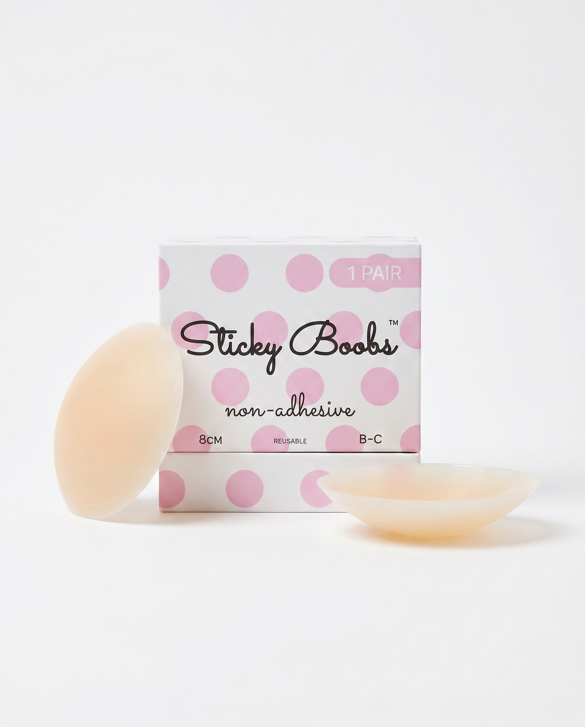 Sticky Boobs non-adhesive silicone nipple covers, light shade, cup size B–C, product photograph