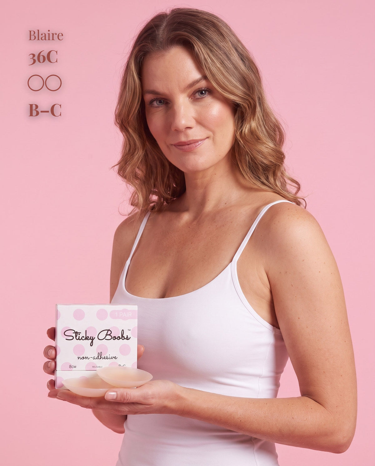 Sticky Boobs non-adhesive silicone nipple covers, light shade, product standing view