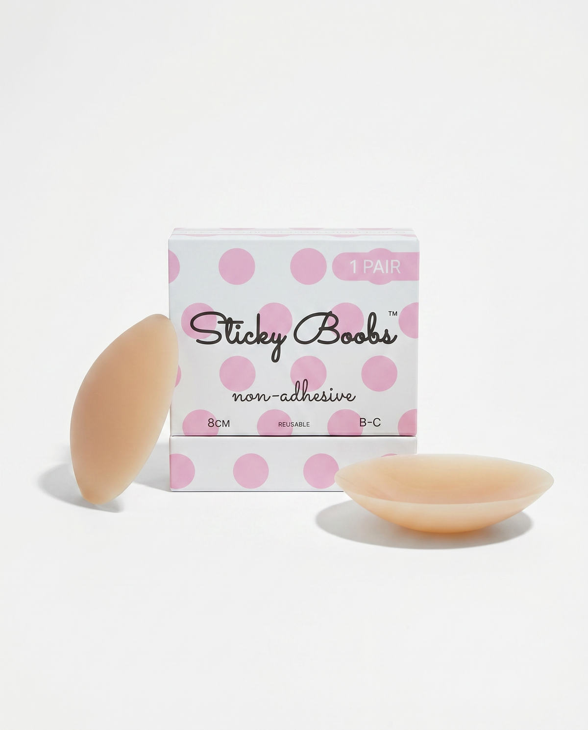 Sticky Boobs non-adhesive silicone nipple covers, tan shade, cup size B–C, product photograph