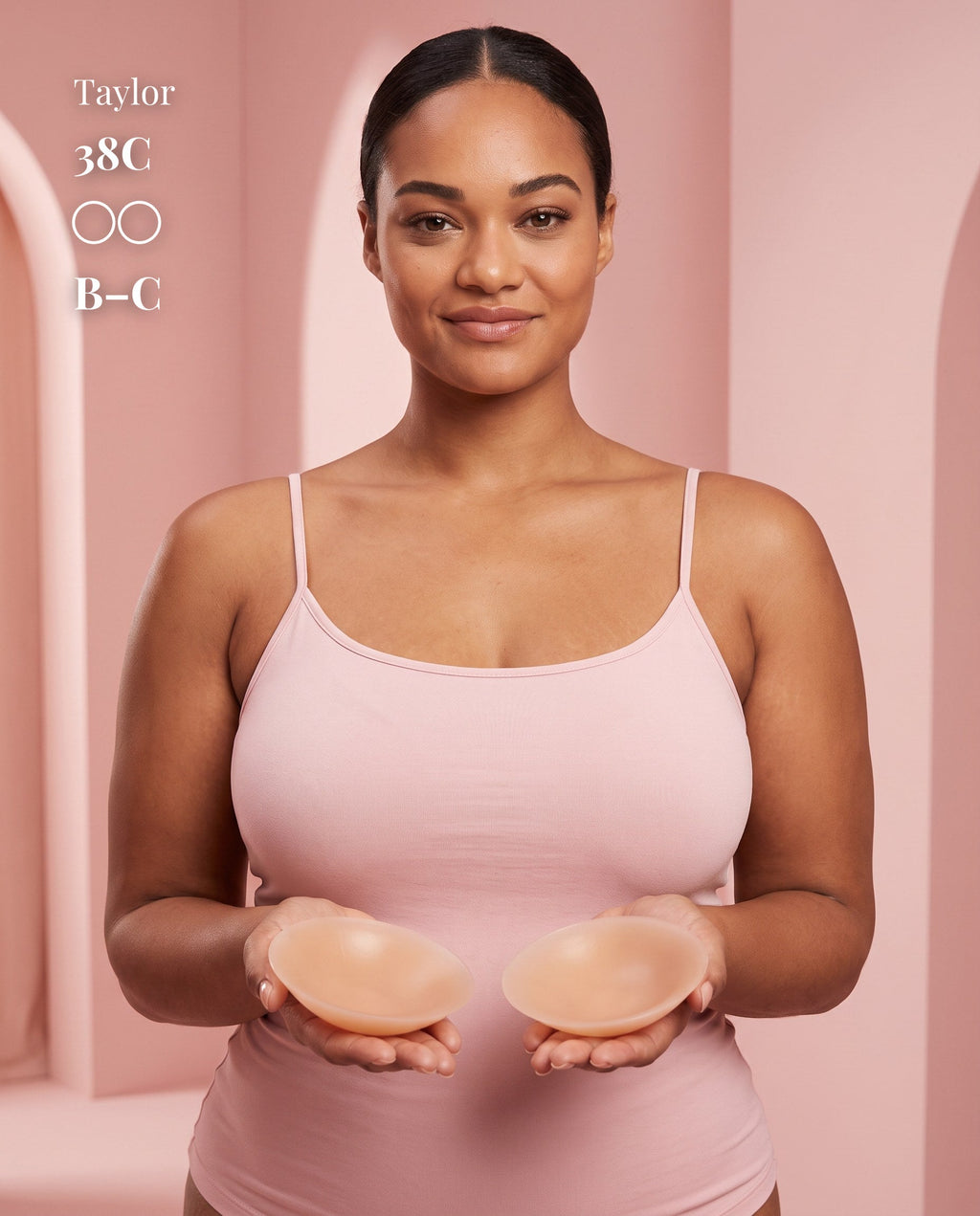 Sticky Boobs non-adhesive silicone nipple covers, tan shade, product standing view