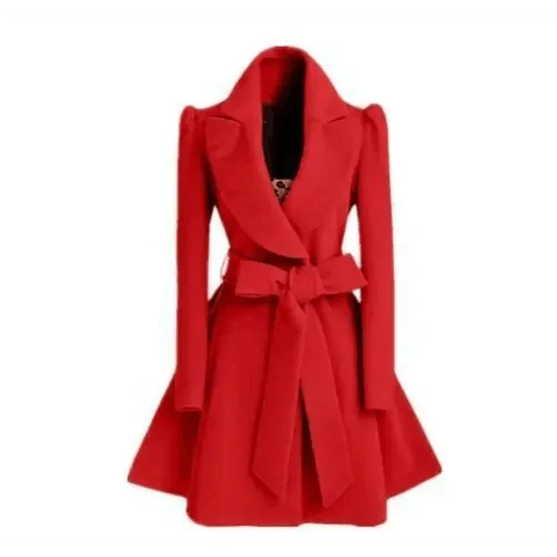 Women's wool-blend flared coat product detail