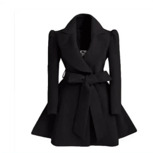 Belted wool-blend coat alternate front view