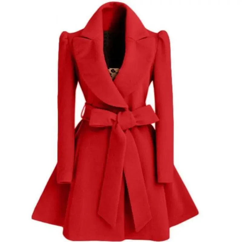 Structured wool-blend coat detail view