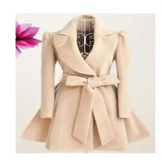 Women's flared coat silhouette view