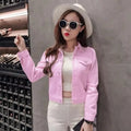 Women’s slim-fit button-front denim jacket detail view 2