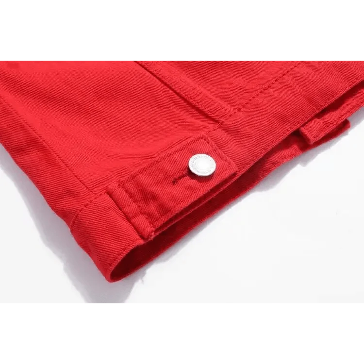 Women’s slim-fit button-front denim jacket detail view 28