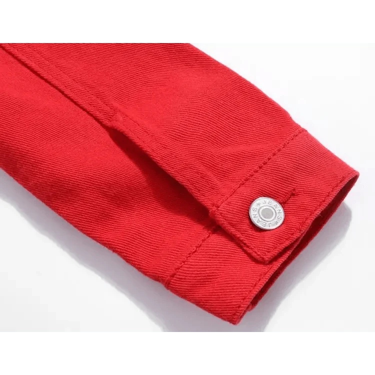 Women’s slim-fit button-front denim jacket detail view 4