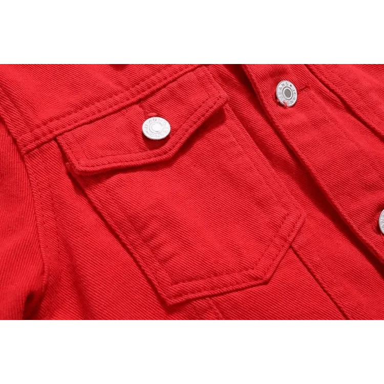 Women’s slim-fit button-front denim jacket detail view 22