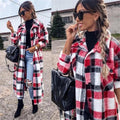 Women’s plaid button-front long coat by Stevvex