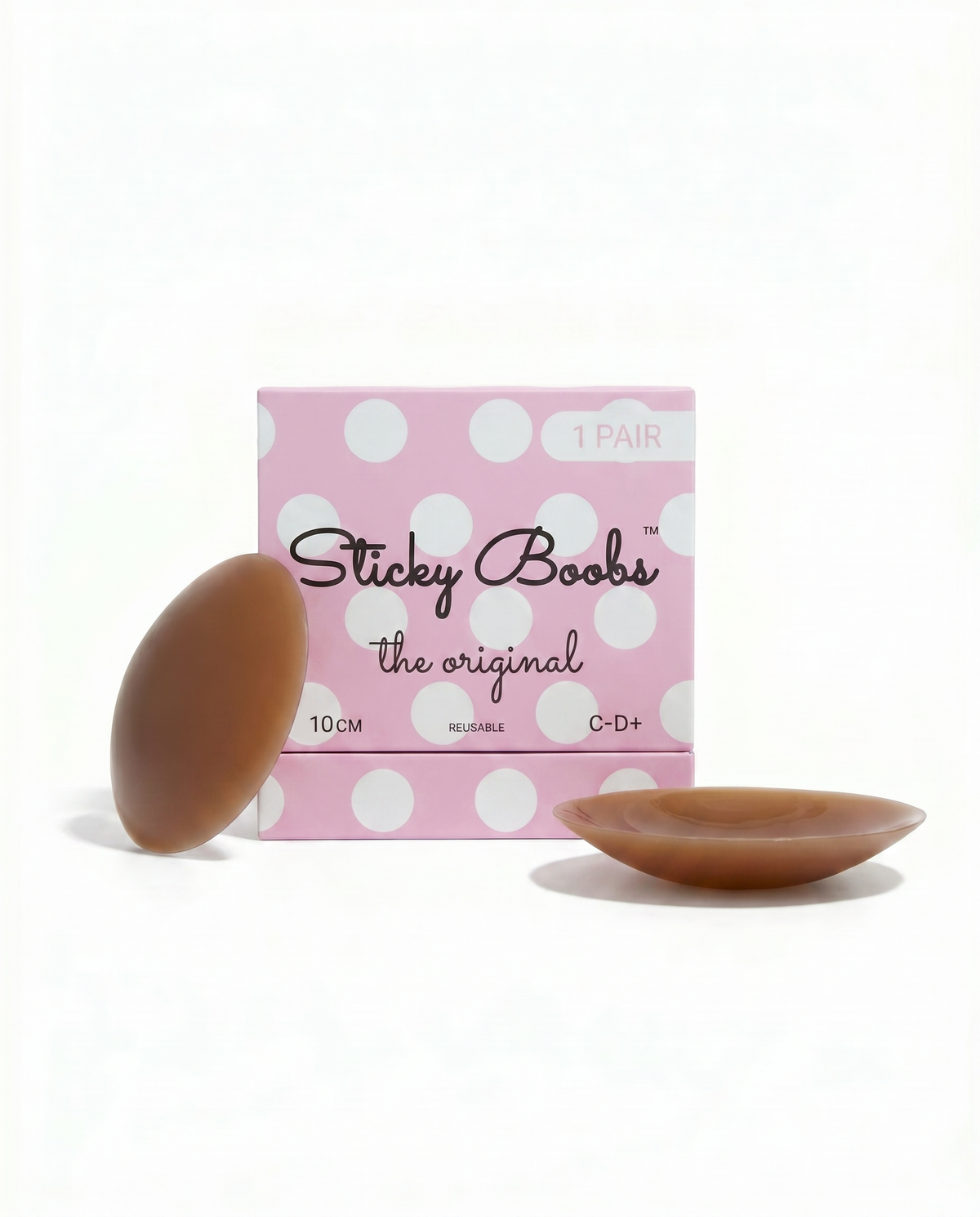 Sticky Boobs adhesive silicone nipple covers, dark shade, cup size C–D, product photograph