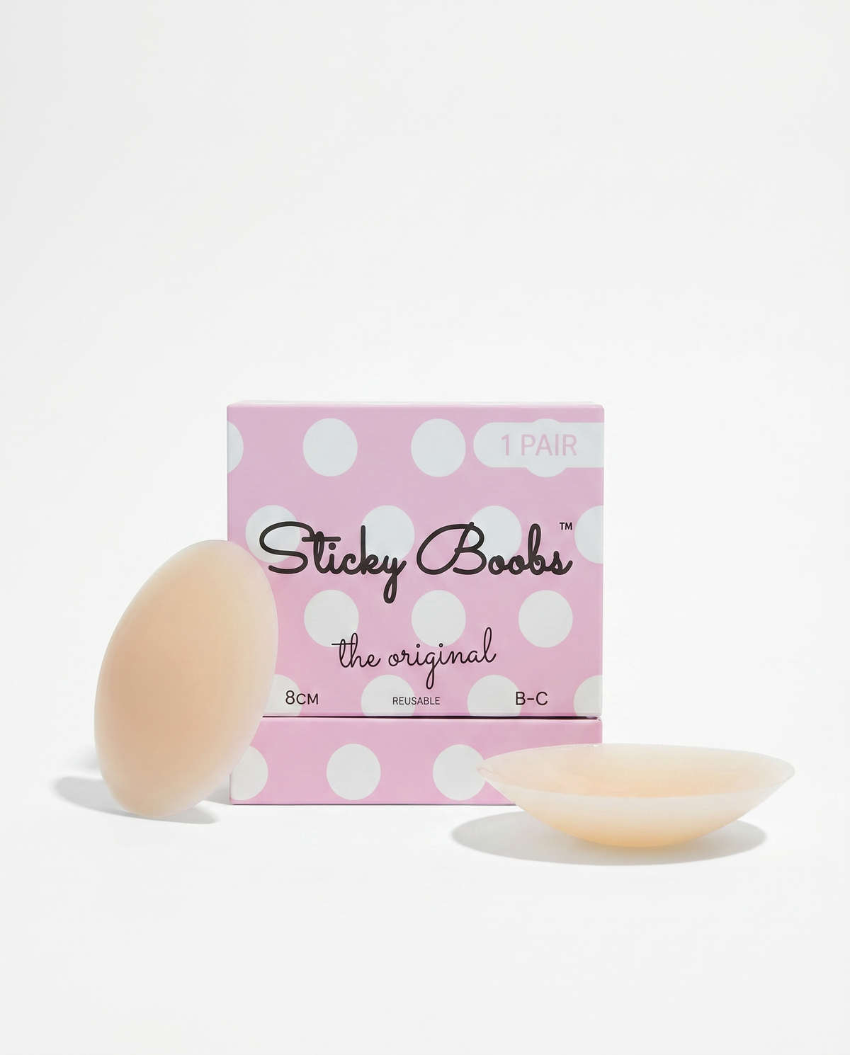 Sticky Boobs adhesive silicone nipple covers, light shade, cup size B–C, product photograph
