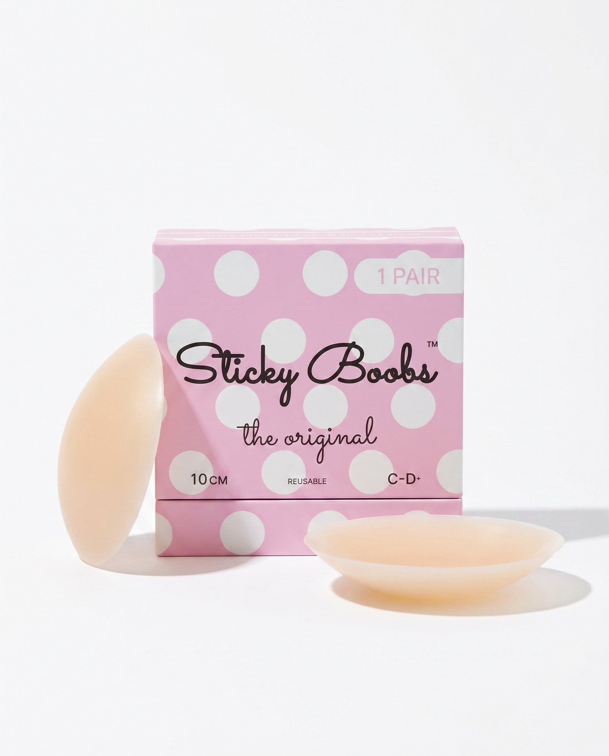 Sticky Boobs adhesive silicone nipple covers, light shade, cup size C–D, product photograph