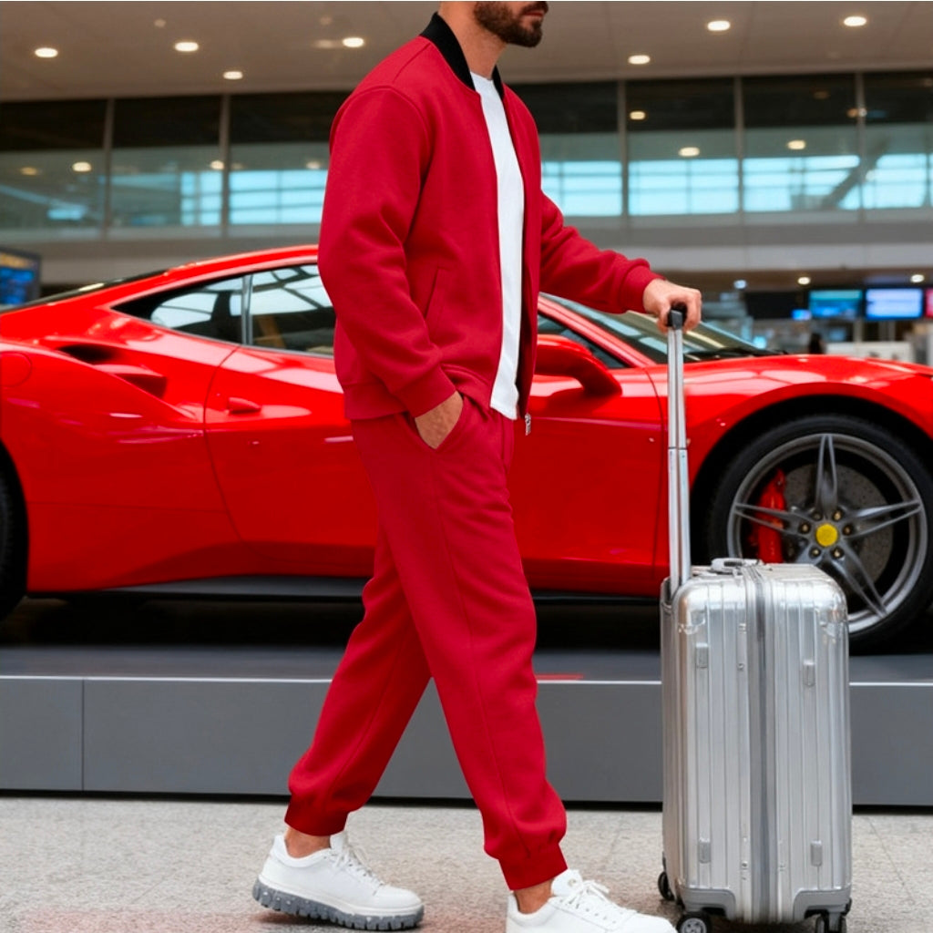 Men’s Zip-Up Baseball Jacket & Pants Set – product view 15