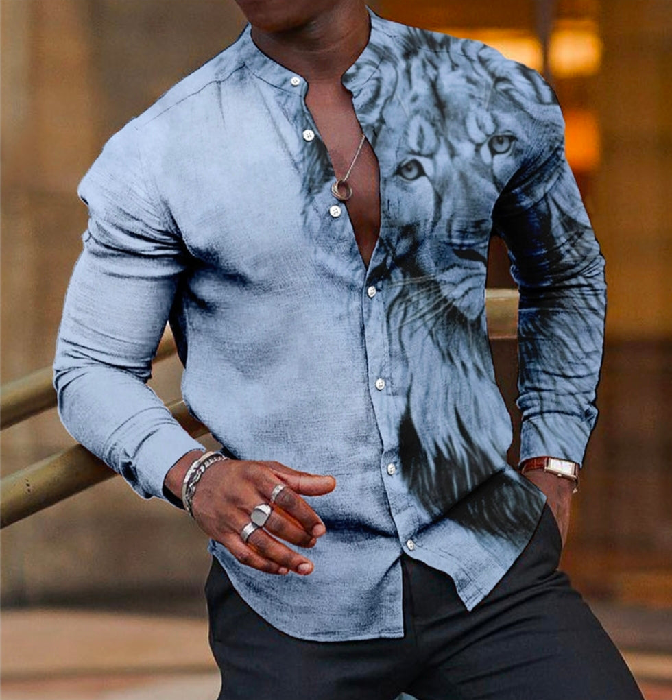 Men’s Breathable Long-Sleeve Printed Shirt – product view 12