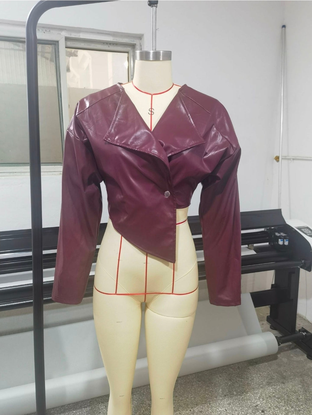 Women’s Solid-Color PU Leather Coat