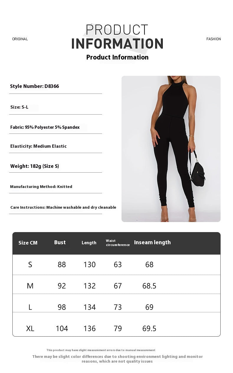 Women’s Black Halter-Neck Backless Jumpsuit