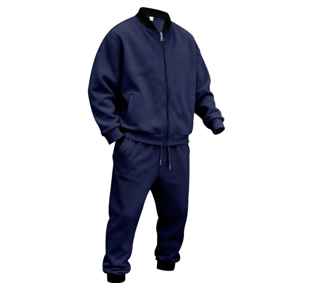 Men’s Zip-Up Baseball Jacket & Pants Set – product view 14