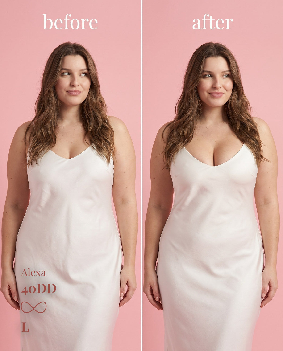 Sticky Boobs adhesive push-up strapless bra, before-and-after product demonstration