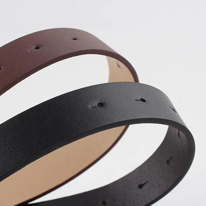 Women’s PU leather statement buckle belt detail view 12