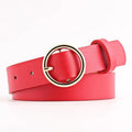 Women’s PU leather statement buckle belt detail view 2