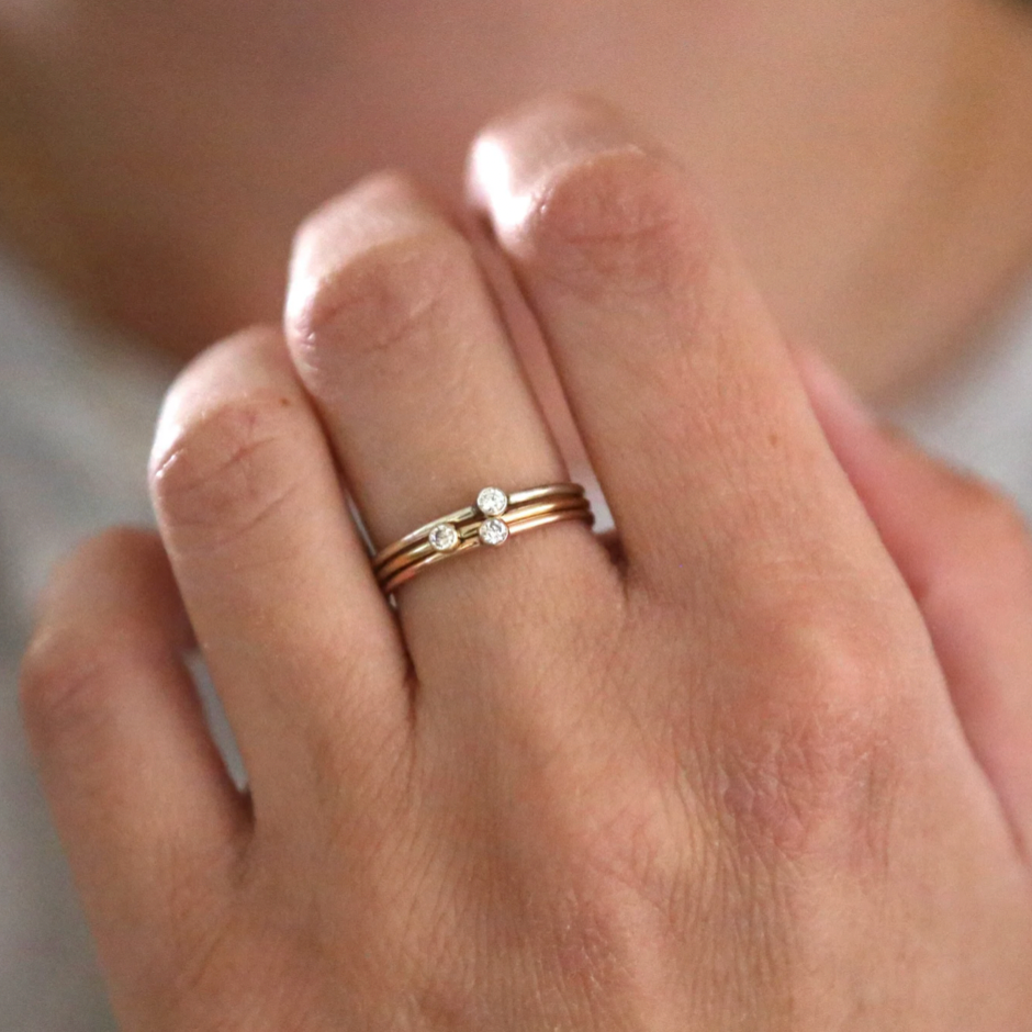 Gold-filled cubic zirconia ring detail