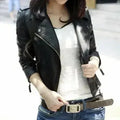 Cropped black vegan leather jacket product view